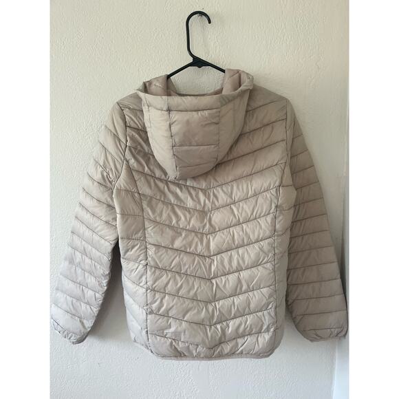 NWT Women's Sinsay Outerwear Collection Cream Zip Up Puffer Hooded Jacket Size M - Picture 4 of 7
